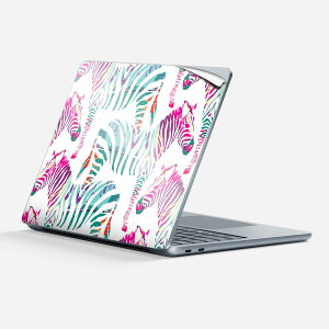 Surface Laptop 第7世代 13 インチ 用 スキンシール 全面スキンシール フル 背面 底 ステッカー 保護シール キャラクター かわいい 011241 動物 アニマル シマウマ