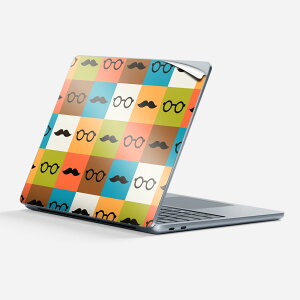 Surface Laptop 第7世代 13 インチ 用 スキンシール 全面スキンシール フル 背面 底 ステッカー 保護シール キャラクター かわいい 012686 眼鏡 ヒゲ モノグラム