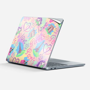 Surface Laptop 第7世代 13 インチ 用 スキンシール 全面スキンシール フル 背面 底 ステッカー 保護シール キャラクター かわいい 012727 英語 パリ かわいい