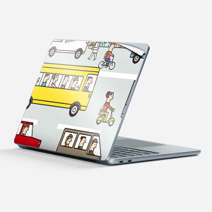 Surface Laptop 第7世代 13 インチ 用 スキンシール 全面スキンシール フル 背面 底 ステッカー 保護シール キャラクター かわいい 014154 車 乗り物 カラフル