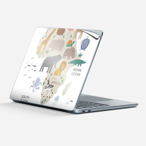 Surface Laptop 第7世代 13 インチ 用 スキンシール 全面スキンシール フル 背面 底 ステッカー 保護シール キャラクター かわいい 019964 Africa map 動物 地図