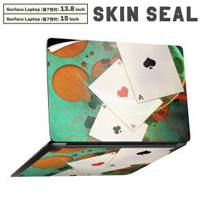 Surface Laptop 第7世代 13.8 / 15 インチ 用 スキンシール 全面スキンシール フル laptop7用 背面 底 ステッカー 保護シール キャラクター かわいい 006965 トランプ エース