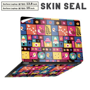 Surface Laptop ��7���� 13.8 / 15 �C���` �p �X�L���V�[�� �S�ʃX�L���V�[�� �t�� laptop7�p �w�� �� �X�e�b�J�[ �ی�V�[�� �L�����N�^�[ ���킢�� 008088 �n�[�g�@�J���t���@���@�͗l