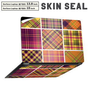 Surface Laptop ��7���� 13.8 / 15 �C���` �p �X�L���V�[�� �S�ʃX�L���V�[�� �t�� laptop7�p �w�� �� �X�e�b�J�[ �ی�V�[�� �L�����N�^�[ ���킢�� 008467 �`�F�b�N�@�͗l�@�s���N�@�C�G���[