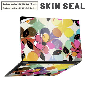 Surface Laptop 第7世代 13.8 / 15 インチ 用 スキンシール 全面スキンシール フル laptop7用 背面 底 ステッカー 保護シール キャラクター かわいい 008472 花  カラフル 模様