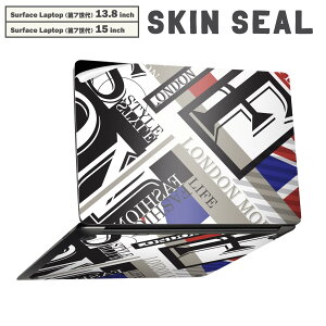 Surface Laptop 第7世代 13.8 / 15 インチ 用 スキンシール 全面スキンシール フル laptop7用 背面 底 ステッカー 保護シール キャラクター かわいい 014965 ユニオンジャック イラスト 外国 英字