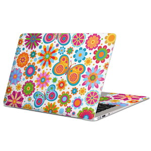 MacBook 用 スキンシール マックブック 13インチ 〜 16インチ MacBook Pro / MacBook Air 各種対応 ノートパソコン カバー ケース フィルム ステッカー アクセサリー 保護 004715 " " 花 蝶 カラフル