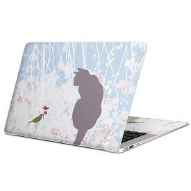 MacBook 用 スキンシール マックブック 13インチ 〜 16インチ MacBook Pro / MacBook Air 各種対応 ノートパソコン カバー ケース フィルム ステッカー アクセサリー 保護 005005 猫　鳥　ピンク　水色