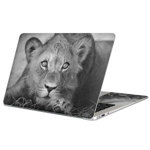 MacBook 用 スキンシール マックブック 13インチ 〜 16インチ MacBook Pro / MacBook Air 各種対応 ノートパソコン カバー ケース フィルム ステッカー アクセサリー 保護 007626 写真 モノクロ ライオ