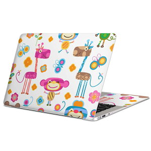 MacBook 用 スキンシール マックブック 13インチ 〜 16インチ MacBook Pro / MacBook Air 各種対応 ノートパソコン カバー ケース フィルム ステッカー アクセサリー 保護 007715 動物 花  カラフル