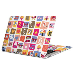 MacBook 用 スキンシール マックブック 13インチ 〜 16インチ MacBook Pro / MacBook Air 各種対応 ノートパソコン カバー ケース フィルム ステッカー アクセサリー 保護 008141 カラフル ハート 鳥