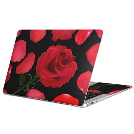 MacBook 用 スキンシール マックブック 13インチ 〜 16インチ MacBook Pro / MacBook Air 各種対応 ノートパソコン カバー ケース フィルム ステッカー アクセサリー 保護 008906 　花　薔薇　赤　レッド