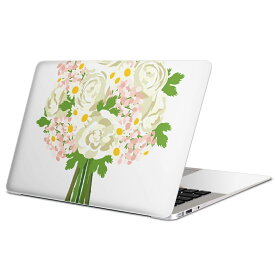 MacBook 用 スキンシール マックブック 13インチ 〜 16インチ MacBook Pro / MacBook Air 各種対応 ノートパソコン カバー ケース フィルム ステッカー アクセサリー 保護 013463 花　花束　白