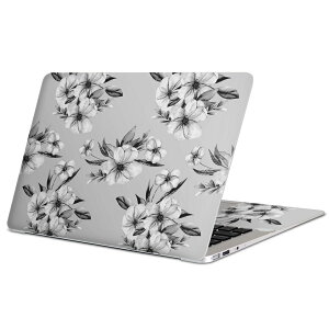 MacBook 用 スキンシール マックブック 13インチ 〜 16インチ MacBook Pro / MacBook Air 各種対応 ノートパソコン カバー ケース フィルム ステッカー アクセサリー 保護 014544 花  モノクロ