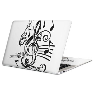 MacBook 用 スキンシール マックブック 13インチ 〜 16インチ MacBook Pro / MacBook Air 各種対応 ノートパソコン カバー ケース フィルム ステッカー アクセサリー 保護 014850 音楽 白黒 音符