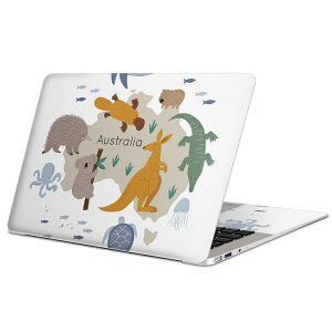 MacBook 用 スキンシール マックブック 13インチ 〜 16インチ MacBook Pro / MacBook Air 各種対応 ノートパソコン カバー ケース フィルム ステッカー アクセサリー 保護 019965 動物 Australia map 動物 地図