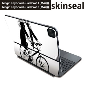 マジックキーボード 用 スキンシール 11インチ 13インチ iPad Pro11(M4) iPad Pro13(M4)用 2024年発売 第5世代 Magic Keyboard 対応 前面 背面 保護シール 人気 女の子 白黒 自転車 017774