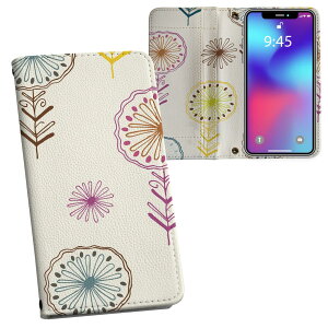 Xperia 1 VII SO-51F / SOG15 / QX-FS44 共通対応 内側プリント so51f 対応 ケース カバー 手帳型 マグネット式 ピタッと閉まる レザーケース カード収納 ポケット 004311 花 イラスト カラフル