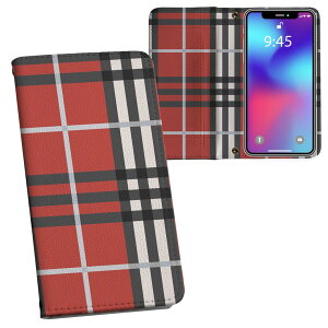 AQUOS R5G SH-51A アクオスr5g 専用 内側プリント sh51a 対応 ケース カバー 手帳型 マグネット式 ピタッと閉まる レザーケース カード収納 ポケット 010831 チェック 赤 黒