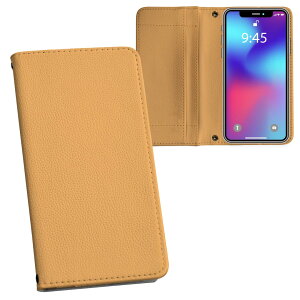 らくらくスマートフォン a A401FC 用 内側プリント a401fc 対応 ケース カバー 手帳型 マグネット式 ピタッと閉まる レザーケース カード収納 ポケット 012235 オレンジ 単色 シンプル