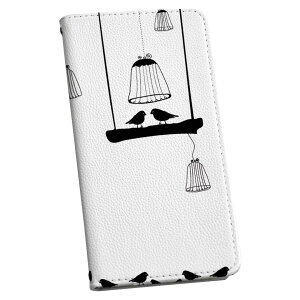 ZenFone Go ZB551KL simfree SIMフリー 手帳型 スマホ カバー レザー ケース 手帳タイプ フリップ ダイアリー 二つ折り 革 鳥 シンプル 白 黒 009620