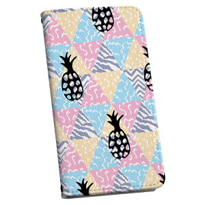 SC-02F GALAXY J ギャラクシー sc02f docomo ドコモ 手帳型 スマホ カバー カバー レザー ケース 手帳タイプ フリップ ダイアリー 二つ折り 革 011176 パイナップル 派手 パステル