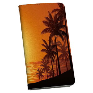 Xperia 10 II SO-41A / SOV43 共通対応 専用 ケース カバー 手帳型 マグネット式 ピタッと閉まる レザーケース so41a カード収納 ポケット igcase 003555 海 イラスト 夕日
