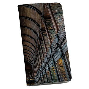 らくらくスマートフォン F-53E 用 手帳型ケース カバー 手帳型 f53e マグネット式 ピタッと閉まる レザーケース sh53e カード収納 ポケット igcase 025690 図書館 建築物 写真