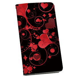 LGV33 Qua phone PX キュア フォン lgv33 専用 ケース カバー 手帳型 マグネット式 ピタッと閉まる レザーケース カード収納 ポケット igcase 007587 ハート　赤　レッド　黒　ブラック