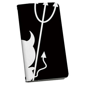 らくらくスマートフォン a A401FC 用 ケース カバー 手帳型 マグネット式 ピタッと閉まる レザーケース a401fc カード収納 ポケット igcase 007761 白黒 天使 悪魔 ブラック