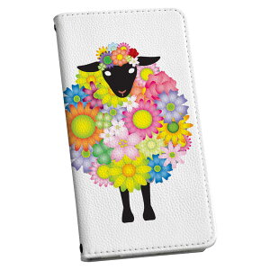AQUOS wish2 / wish 用 手帳型 ケース カバー SH-51C / SHG06 / A104SH / SH-M20 共通対応 ケース カバー 手帳型 マグネット式 ピタッと閉まる レザーケース カード収納 ポケット 008567 花  ひつじ 羊 カ