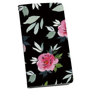 SC-03L Galaxy S10 ギャラクシー エステン 専用 ケース カバー 手帳型 マグネット式 ピタッと閉まる レザーケース sc03l カード収納 ポケット igcase 011073 花 ピンク 黒