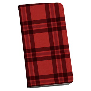 らくらくスマートフォン a A401FC 用 ケース カバー 手帳型 マグネット式 ピタッと閉まる レザーケース a401fc カード収納 ポケット igcase 012415 赤 チェック かわいい