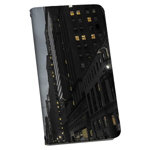 らくらくスマートフォン a A401FC 用 ケース カバー 手帳型 マグネット式 ピタッと閉まる レザーケース a401fc カード収納 ポケット igcase 018304 夜景 都会 アート ニューヨーク