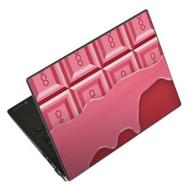 ノートパソコン スキンシール 17インチまで対応 汎用ステッカー 2枚セット LAVIE用 FMV用 LIFEBOOK用 Dynabook用 Lenovo用 Thinkbook用 IdeaPad用 HP用 Pavillon用 ENVY用 Elite用 Dell用 Vostro用 Inspiron用 VAIO用 002446 チョコレート　ピンク