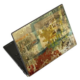 ノートパソコン スキンシール 17インチまで対応 汎用ステッカー 2枚セット LAVIE用 FMV用 LIFEBOOK用 Dynabook用 Lenovo用 Thinkbook用 IdeaPad用 HP用 Pavillon用 ENVY用 Elite用 Dell用 Vostro用 Inspiron用 VAIO用 002488 英語　文字　ビンテージ