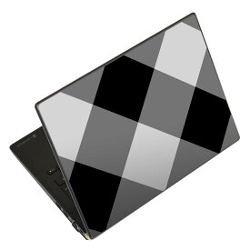 ノートパソコン スキンシール 17インチまで対応 汎用ステッカー 2枚セット LAVIE用 FMV用 LIFEBOOK用 Dynabook用 Lenovo用 Thinkbook用 IdeaPad用 HP用 Pavillon用 ENVY用 Elite用 Dell用 Vostro用 Inspiron用 VAIO用 003737 チェック　白　黒