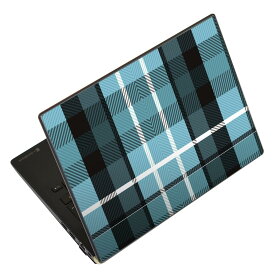 ノートパソコン スキンシール 17インチまで対応 汎用ステッカー 2枚セット LAVIE用 FMV用 LIFEBOOK用 Dynabook用 Lenovo用 Thinkbook用 IdeaPad用 HP用 Pavillon用 ENVY用 Elite用 Dell用 Vostro用 Inspiron用 VAIO用 004186 チェック　青　黒