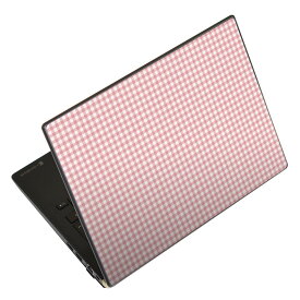 ノートパソコン スキンシール 17インチまで対応 汎用ステッカー 2枚セット LAVIE用 FMV用 LIFEBOOK用 Dynabook用 Lenovo用 Thinkbook用 IdeaPad用 HP用 Pavillon用 ENVY用 Elite用 Dell用 Vostro用 Inspiron用 VAIO用 005762 チェック　ピンク　模様