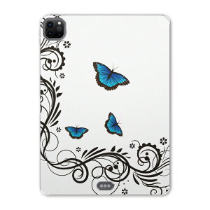 iPad Pro 11 第2世代 2020年版 用 ケース ソフト TPUケース A2228 A2068 A2230 対応 タブレットケース タブレットカバー 009684 蝶 フラワー 青