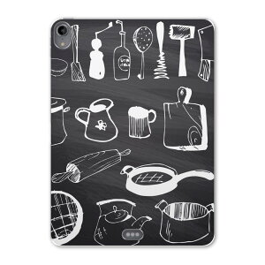 iPad Pro 12.9 第3世代 2019年版 用 ケース ソフト TPUケース A1876 A2014 A1895 対応 タブレットケース タブレットカバー 009615 カフェ おしゃれ 黒板