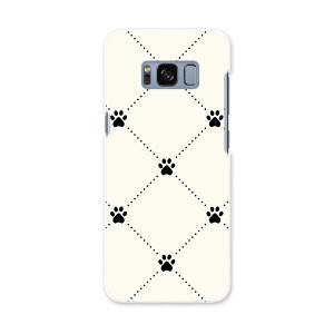 SCV36 Galaxy S8 ギャラクシー エス エイト au エーユー スマホ カバー ハード pc ケース ハードケース 足跡 白黒 ブラック 模様 チェック・ボーダー 008215