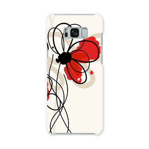 SCV35 Galaxy S8+ ギャラクシー エス エイト プラス au エーユー スマホ カバー ハード pc ケース ハードケース 花 赤 シンプル フラワー 005043