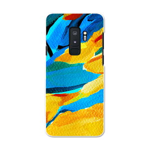 SCV39 Galaxy S9+ ギャラクシー エスナインプラス au エーユー スマホ カバー スマホケース スマホカバー PC ハードケース 012168 黄色 青 絵画