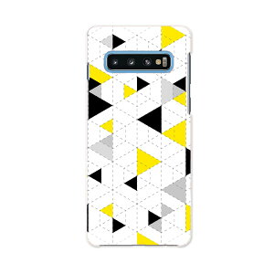 SCV41 Galaxy S10 ギャラクシー エステン au エーユー scv41 スマホ カバー ケース スマホケース スマホカバー PC ハードケース 011387 模様 黄色 三角
