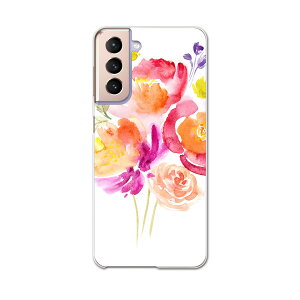 Galaxy S21 5G SC-51B ギャラクシー サムスン docomo ドコモスマホ カバー ケース スマホケース スマホカバー PC ハードケース 009487 フラワー 水彩 赤 ピンク