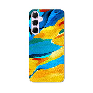 Galaxy A55 5G 用 ハードケース SC-53E / SCG27 共通対応 ケース カバー ハードケース 012168 黄色 青 絵画