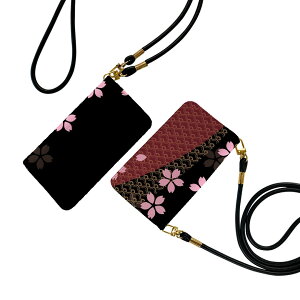 AQUOS sense8 SH-54D / SHG11 共通対応 アクオスセンス8 ストラップ付き sh54d ケース ショルダー スマホ 落下防止 手帳型 マグネット式 ピタッと閉まる スマホカバー 肩掛け 斜めかけ 000049 クール 和