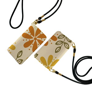 Galaxy Note20 Ultra 5G SC-53A ストラップ付き sc53a ケース ショルダー スマホ 落下防止 手帳型 マグネット式 ピタッと閉まる スマホカバー 肩掛け 斜めかけ 000687 花 オレンジ