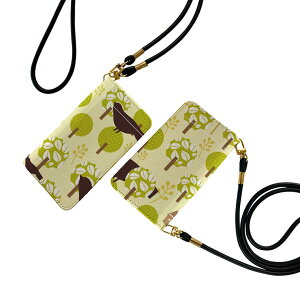 Xperia Ace III SO-53C SOG08 共通対応 ストラップ付き so53c ケース ショルダー スマホ 落下防止 手帳型 マグネット式 ピタッと閉まる スマホカバー 肩掛け 斜めかけ 000756 葉 鳥